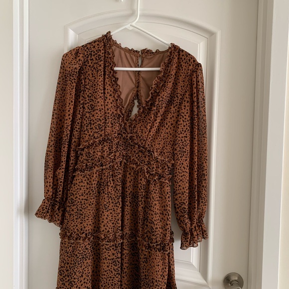 Leopard Print Ruffle Dress - Picture 1 of 4